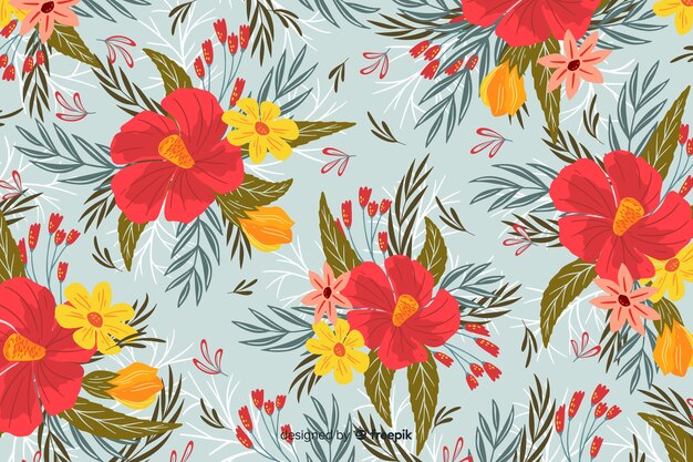 Beautiful floral background in flat design