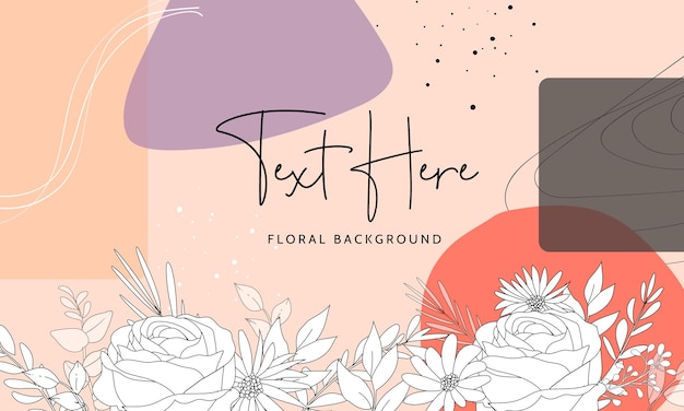 Free Vector beautiful floral background with monoline design