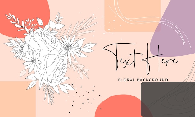 Free vector beautiful floral background with monoline design