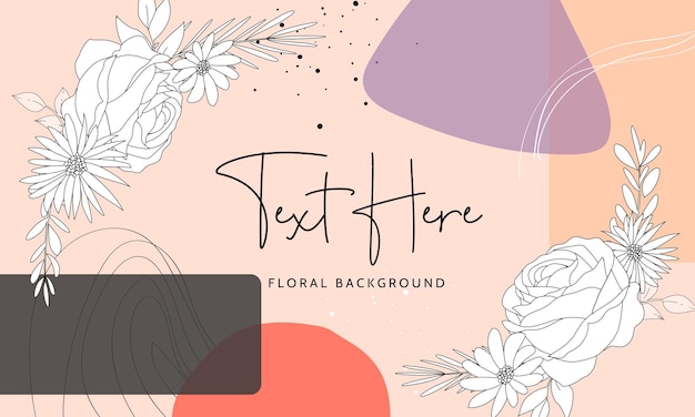 Free vector beautiful floral background with monoline design