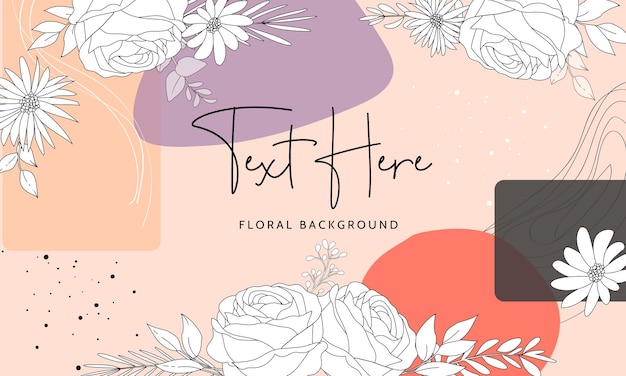 Free vector beautiful floral background with monoline design