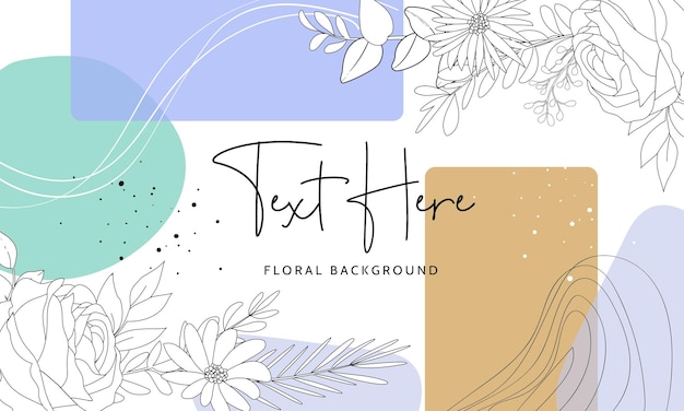 Free vector beautiful floral background with monoline design