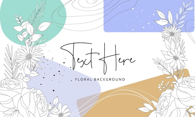 Free vector beautiful floral background with monoline design