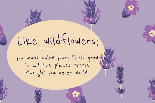 Free Vector beautiful floral banner template lavender illustration with inspirational quote