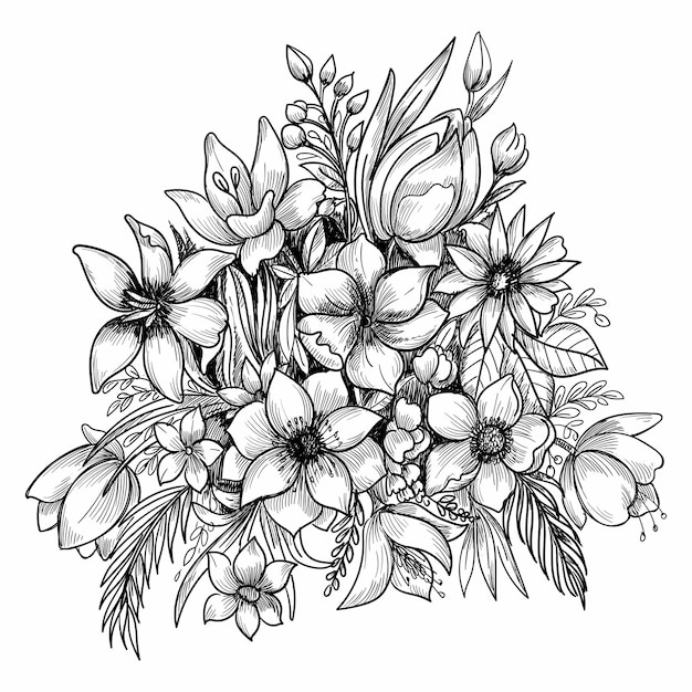 Beautiful floral composition decorative sketch  