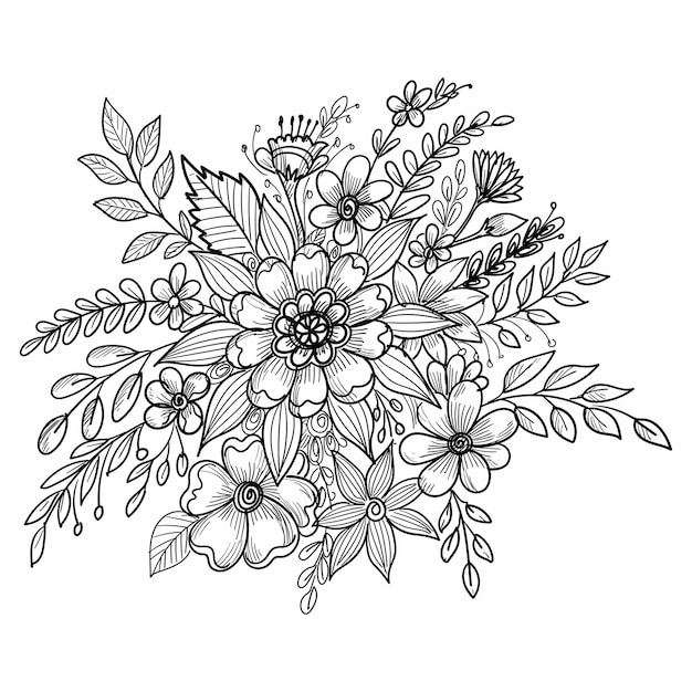 Beautiful floral composition decorative sketch  