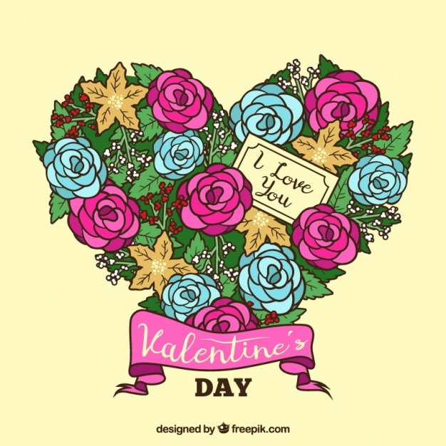 Free vector beautiful floral decoration for valentine's day