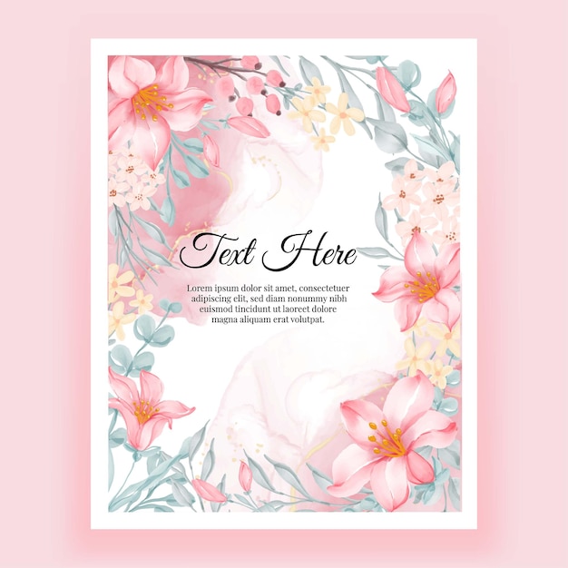 Free Vector beautiful floral frame with elegant flower lily pink