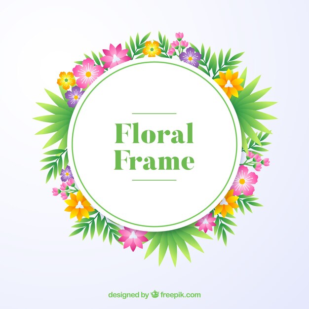 Beautiful floral frame with realistic design