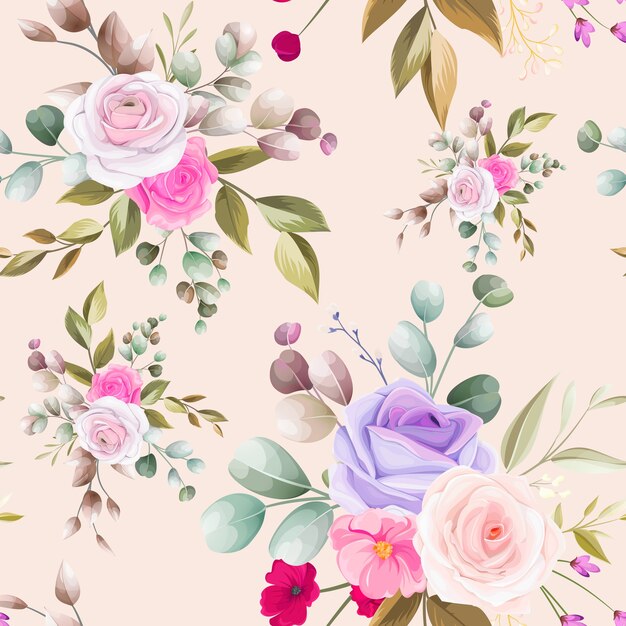 Beautiful floral hand drawn seamless pattern design