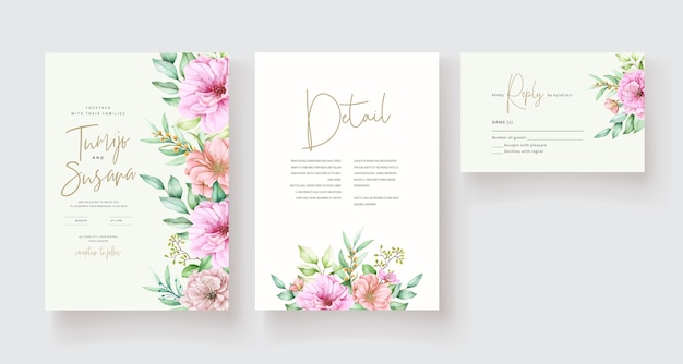 Beautiful floral invitation card template