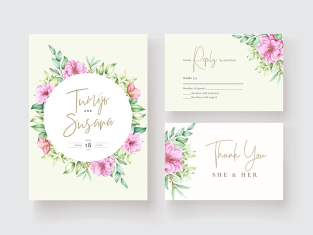 Beautiful floral invitation card template