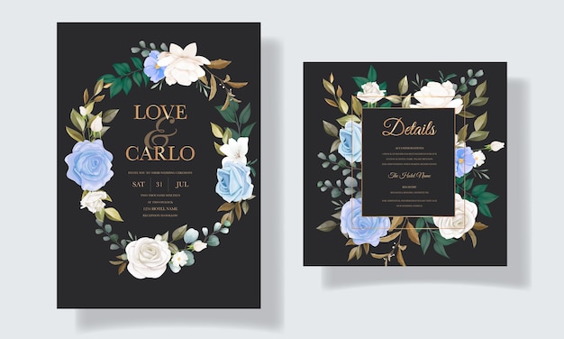 Beautiful floral and leaves wedding invitation card