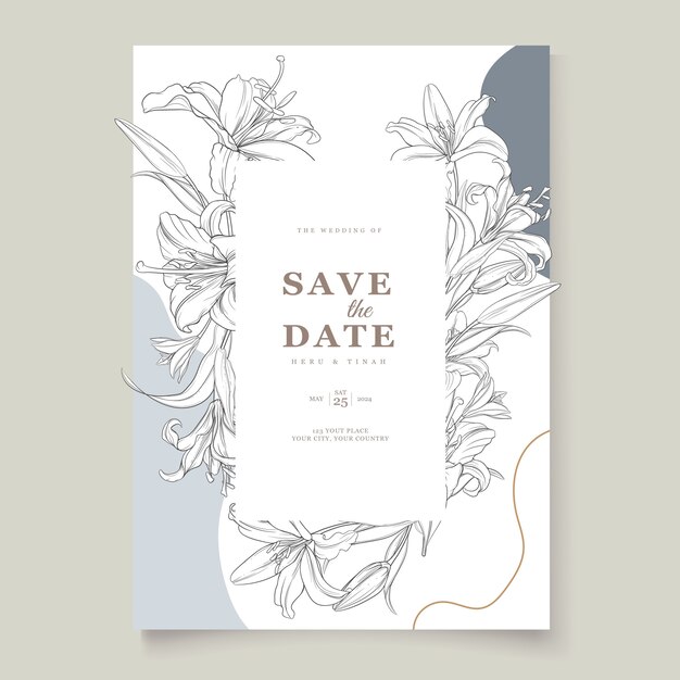 Beautiful floral lily flowers invitation card