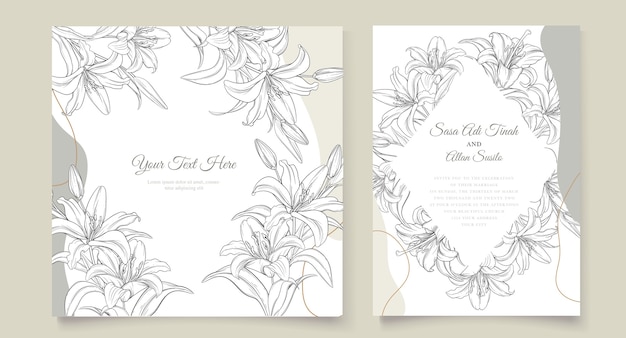 Beautiful floral lily flowers invitation card