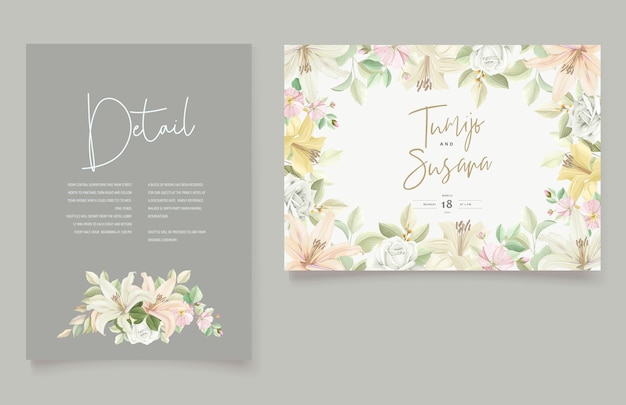 Beautiful floral lily flowers invitation card