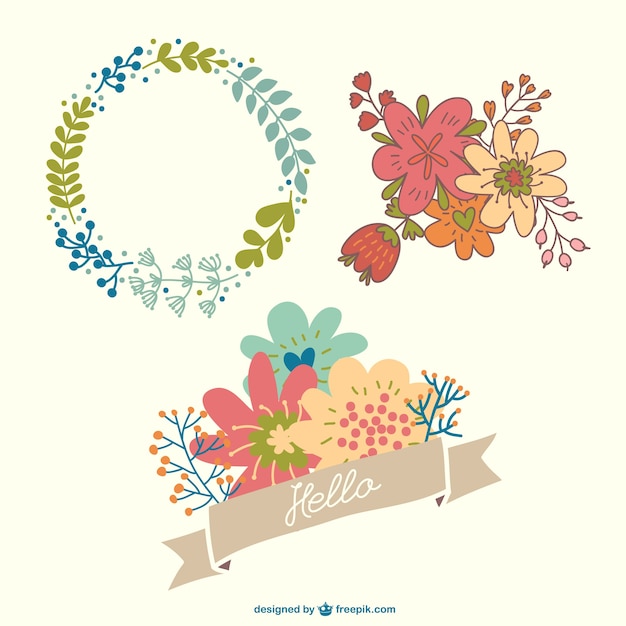 Free vector beautiful floral ornaments set