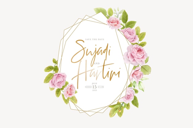 Free Vector beautiful floral roses wreath and frame design