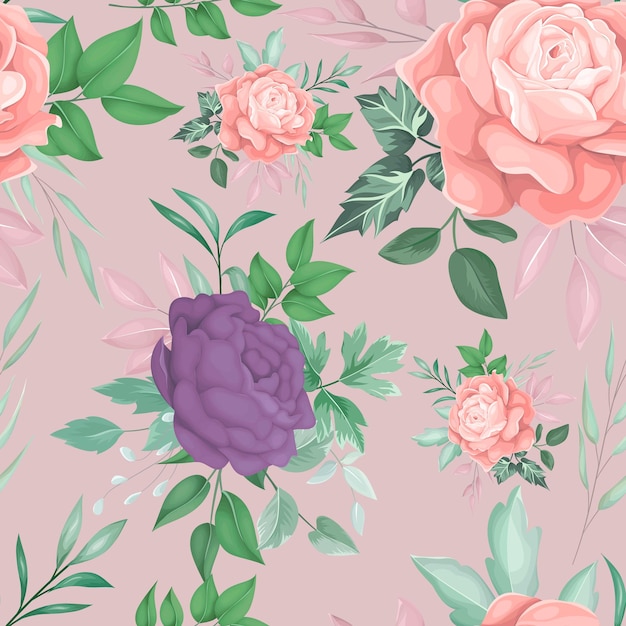 Free Vector beautiful floral seamless pattern design