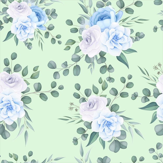 Free vector beautiful floral seamless pattern with delicate floral ornament