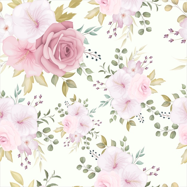 Beautiful floral seamless pattern with dusty pink flower