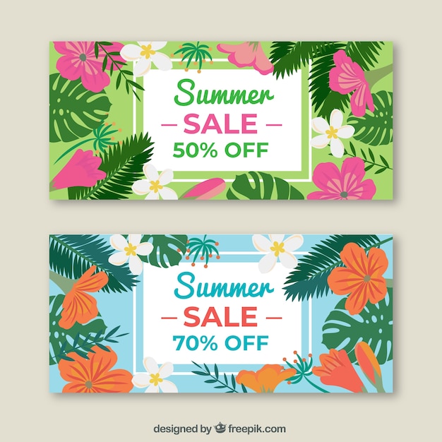 Beautiful floral summer sale banners