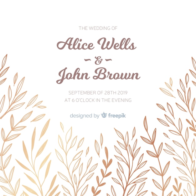 Free Vector beautiful floral wedding invitation concept