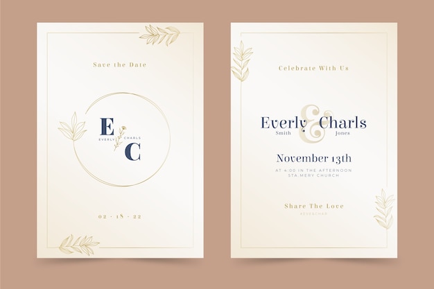 Beautiful floral wedding invitation