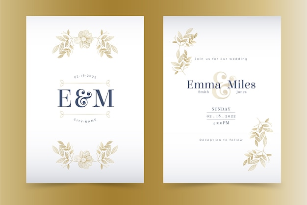 Beautiful floral wedding invitation