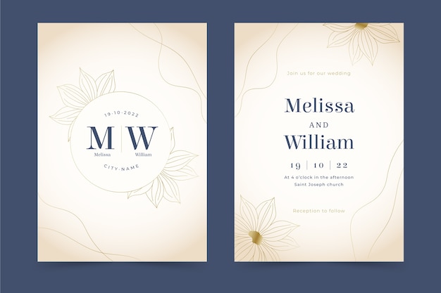 Beautiful floral wedding invitation