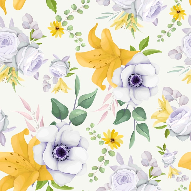 beautiful floral wreath seamless pattern