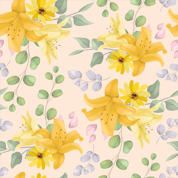 beautiful floral wreath seamless pattern