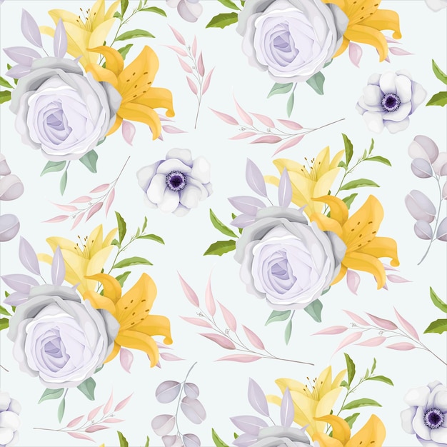 Free Vector beautiful floral wreath seamless pattern