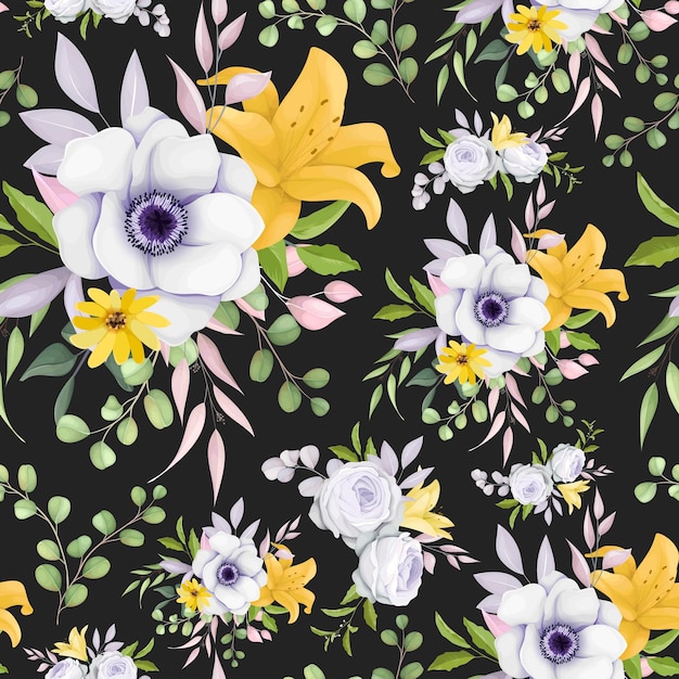 beautiful floral wreath seamless pattern