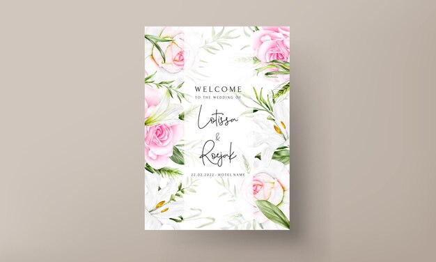 beautiful floral wreath wedding invitation card template