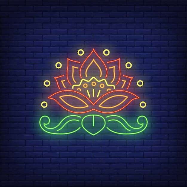 Beautiful flower emblem neon sign