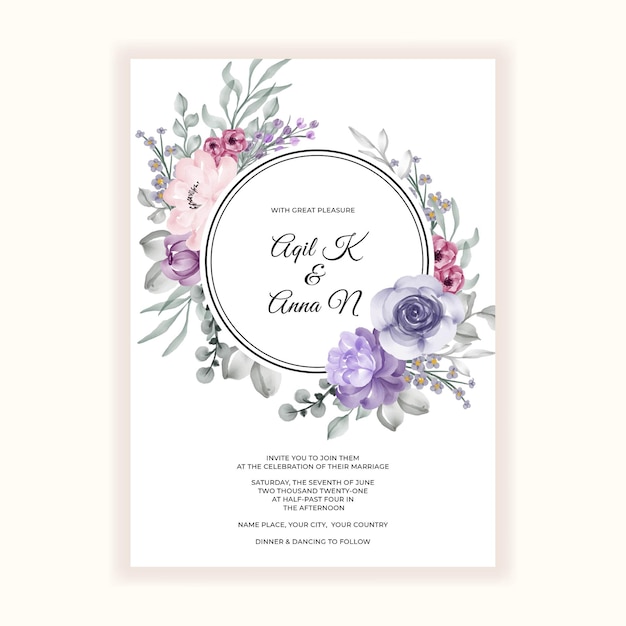 Beautiful flower frame for wedding invitation