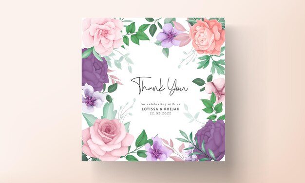 beautiful flower hand drawing wedding invitation template