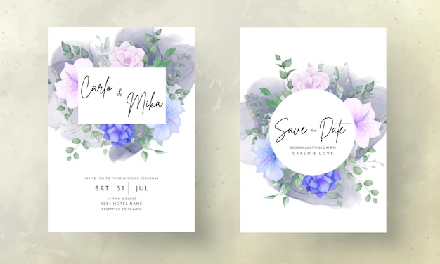 beautiful flower and leaves wedding invitation