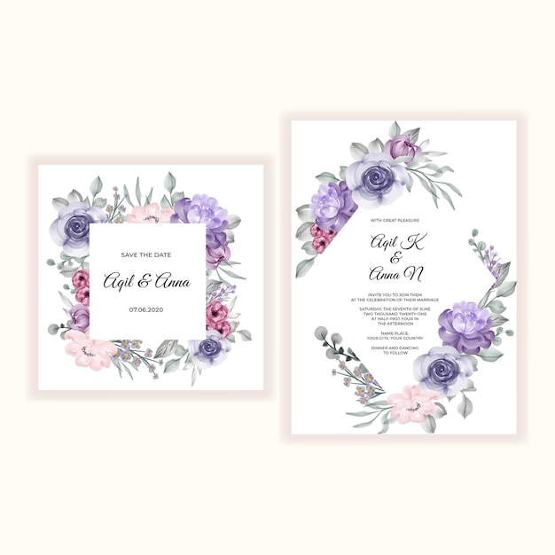 Free vector beautiful flower template wedding invitation