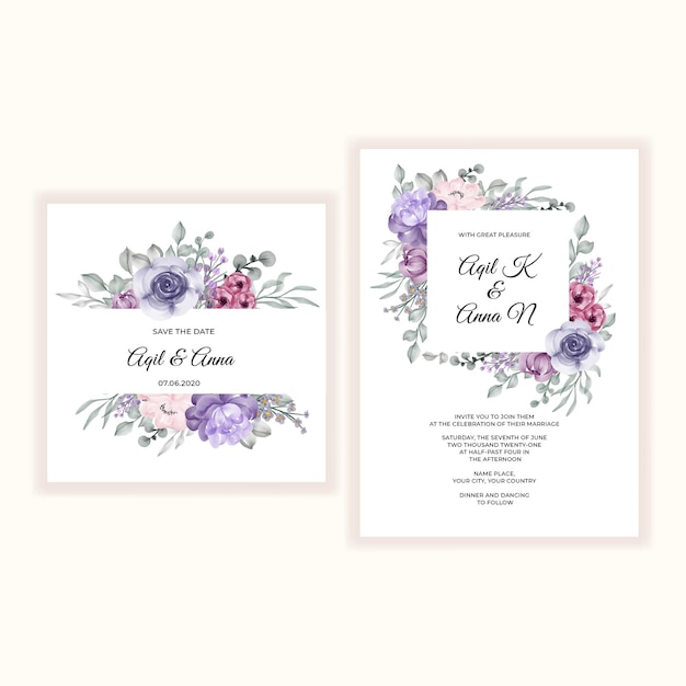 Free Vector beautiful flower template wedding invitation