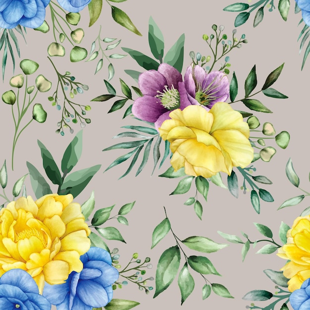 Beautiful flower watercolor seamless pattern