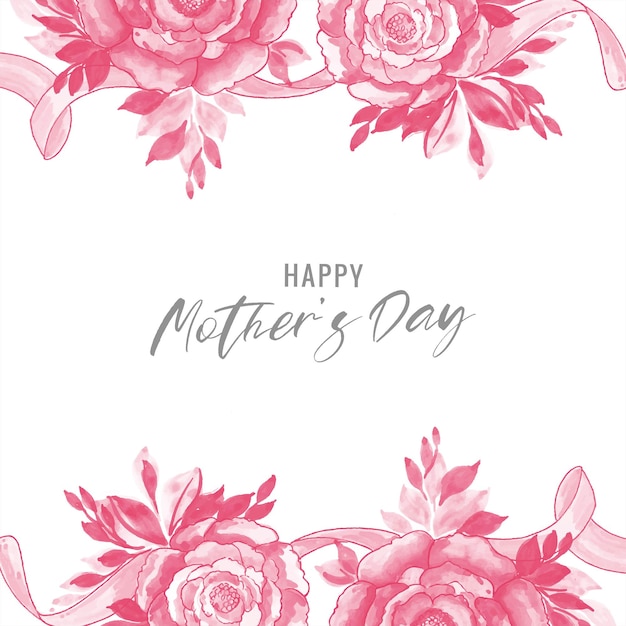 Beautiful flowers mother's day greeting card on white background