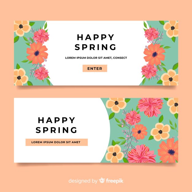 Beautiful flowers spring banner