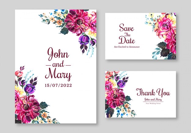 Beautiful flowers widding card template