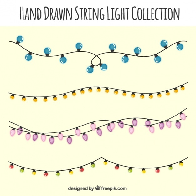 Free Vector beautiful garlands of hand drawn different lights 