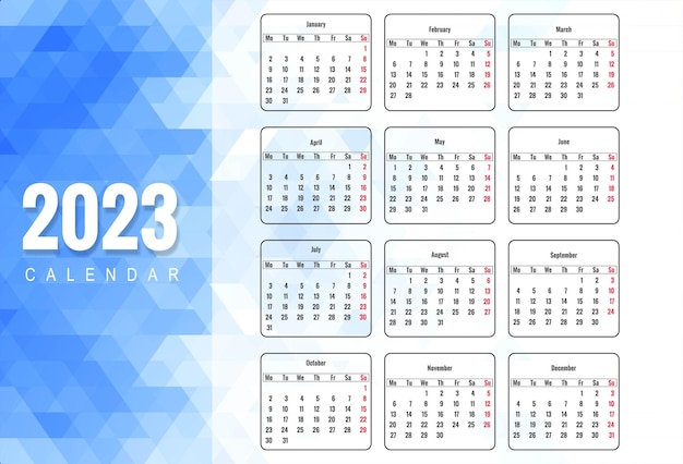 Free Vector beautiful geometric style 2023 new year calendar background