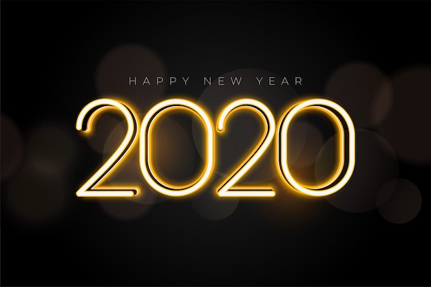 Beautiful glowing 2020 new year lights greeting card design