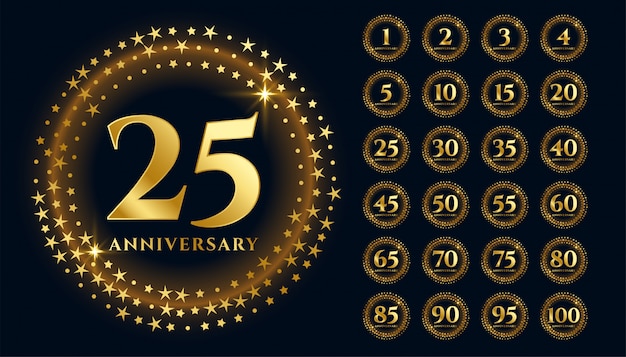 Beautiful gold anniversary labels in premium style