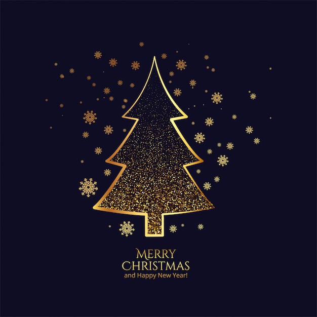 Beautiful golden christmas tree card celebration 